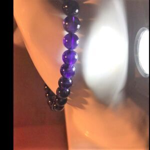 Amethyst Beaded Stretch Bracelet - 7mm